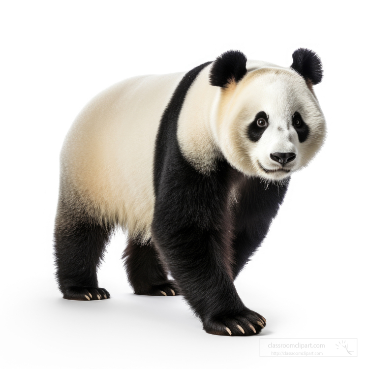 Panda walking isolated on white background