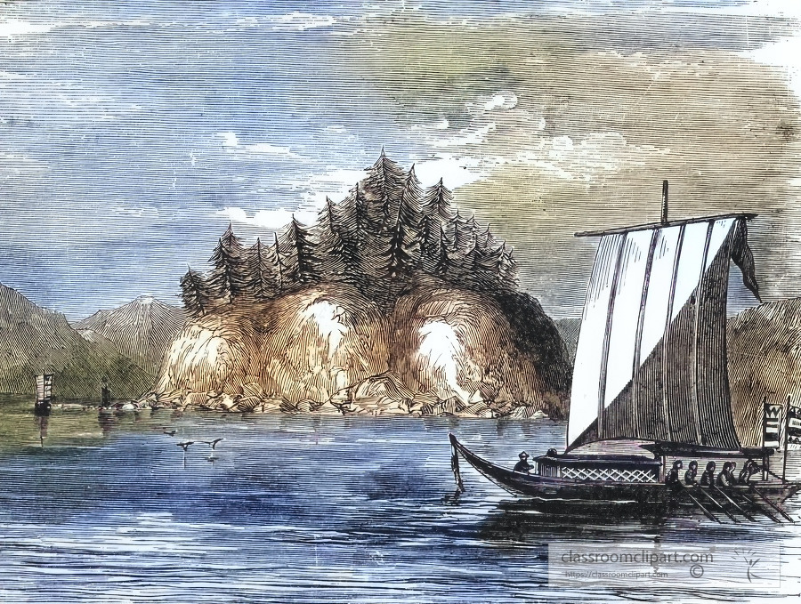pappenberg island colorized historical illustration of japan