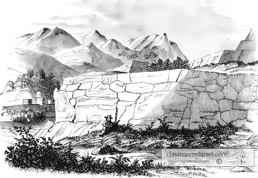 part of wall of fortress historical illustration