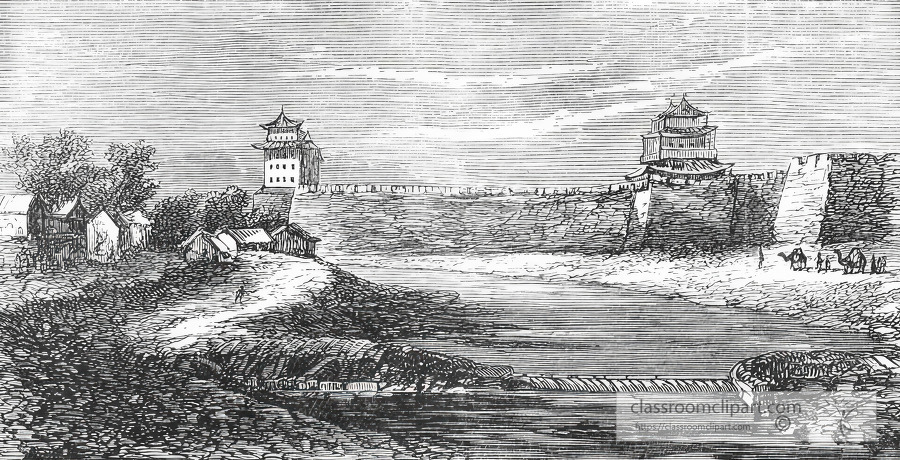 part of wall of pekin china historical illustration