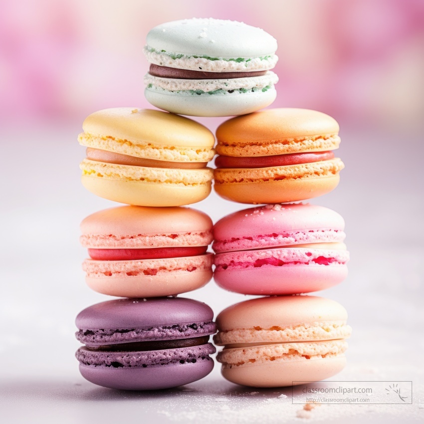 Pastel-colored macarons balanced in a playful arrangement