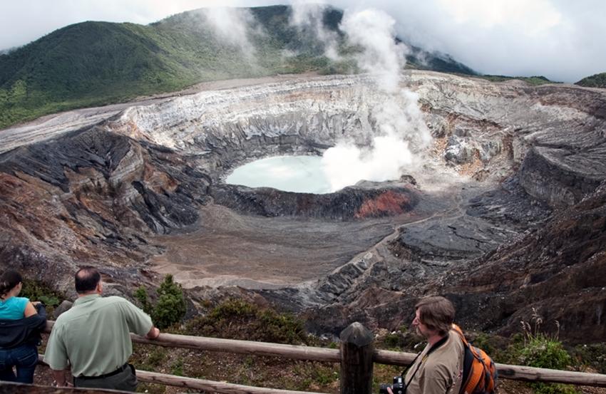 People Viewing Poas Volcano National Park Costa Rica