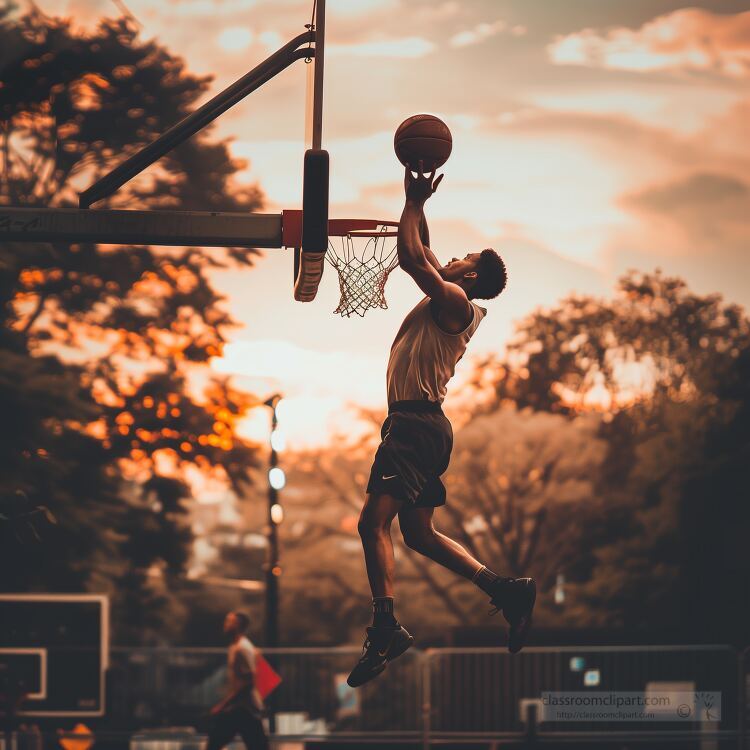 person dunking a basketball