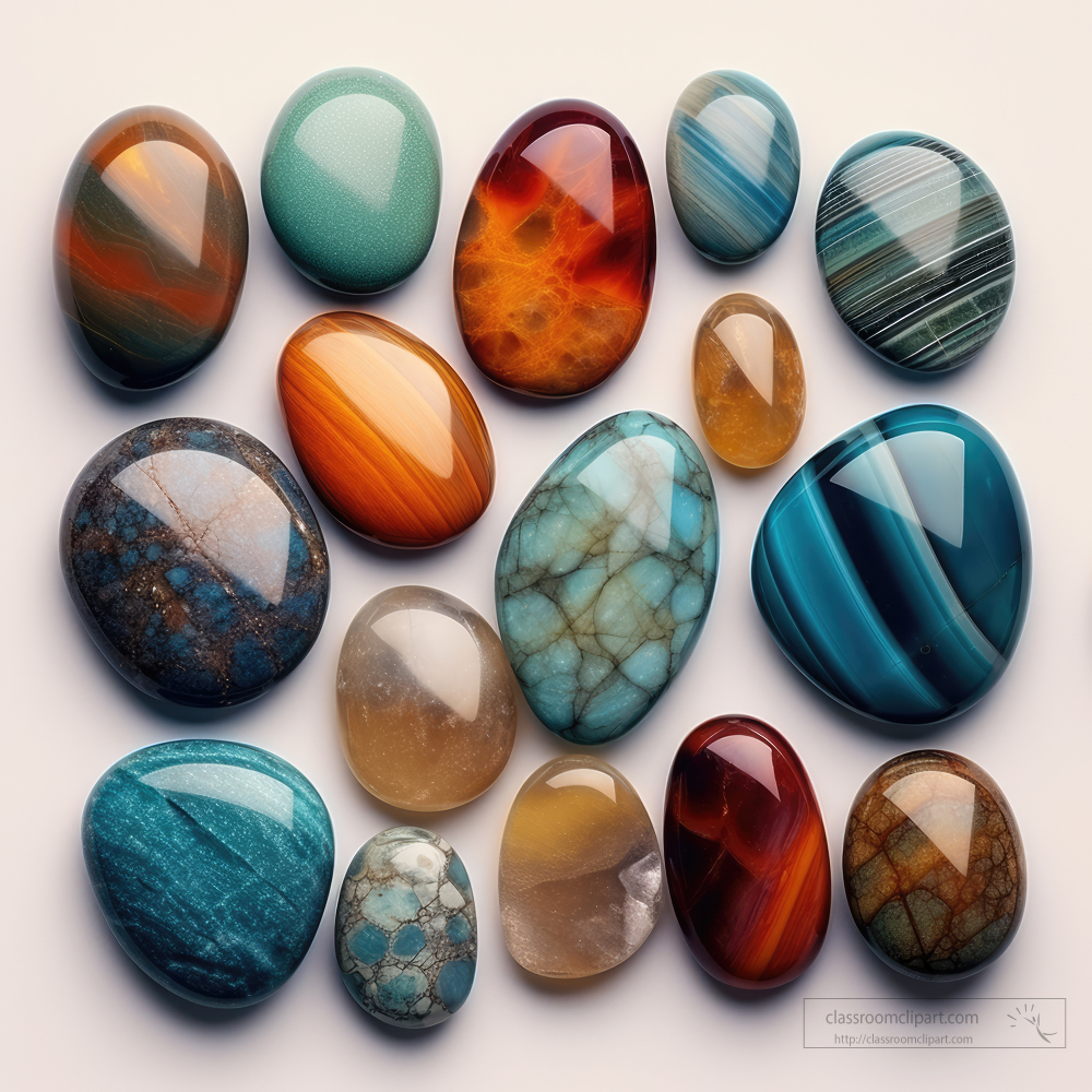 photos of beautiful stones on white background