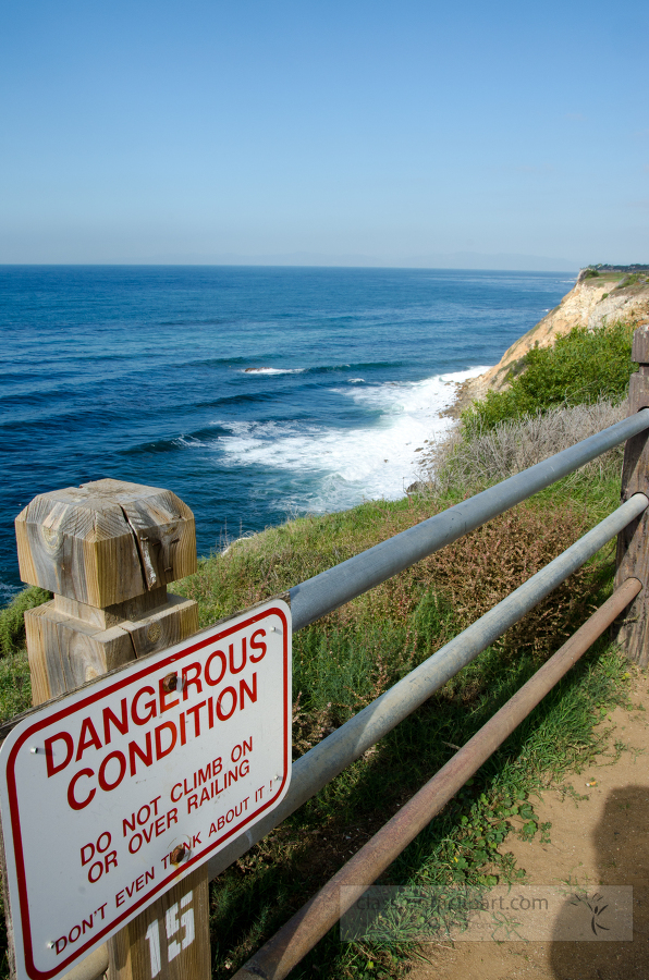 picture sign warning of dangerous conditions cliffs california c