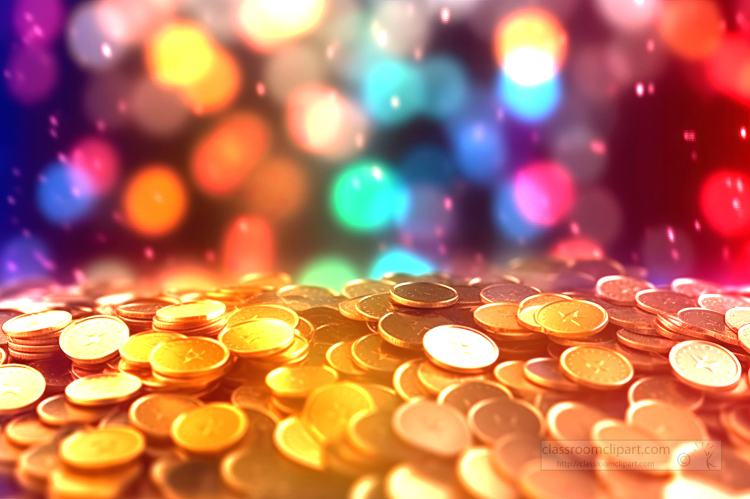pile of coin with glimmering lights