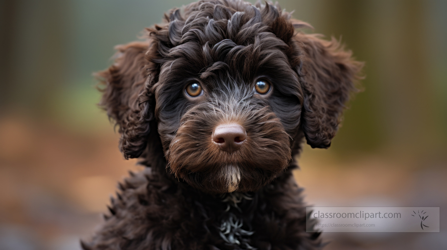 Portuguese Water Dog breed puppy sit on