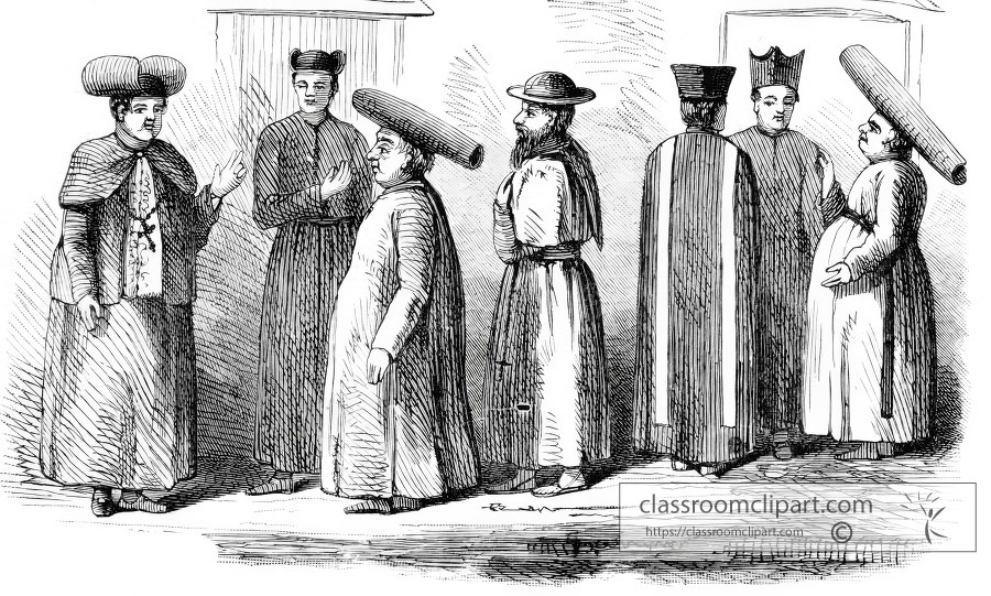 priests and monks historical illustration