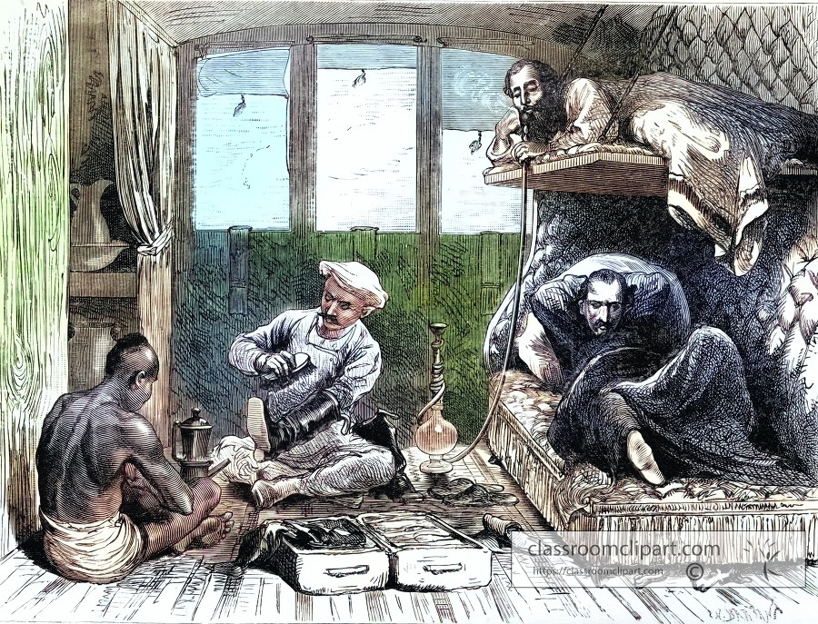 railway travelling in india historical illustration