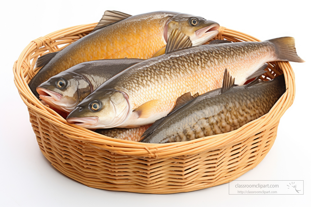 raw fish piled in a basket