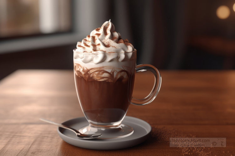 realistic hot chocolate with whipped cream