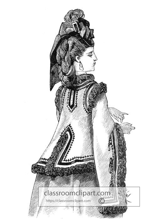 rear view of a woman weraing historical dress and hairstyle