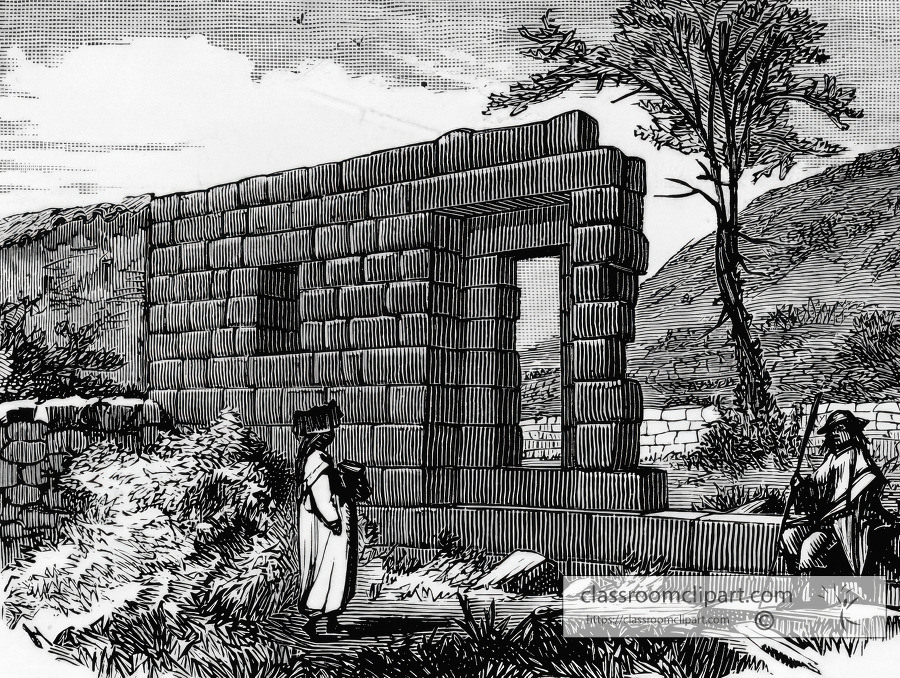 remains of palace at cuzco historical illustration