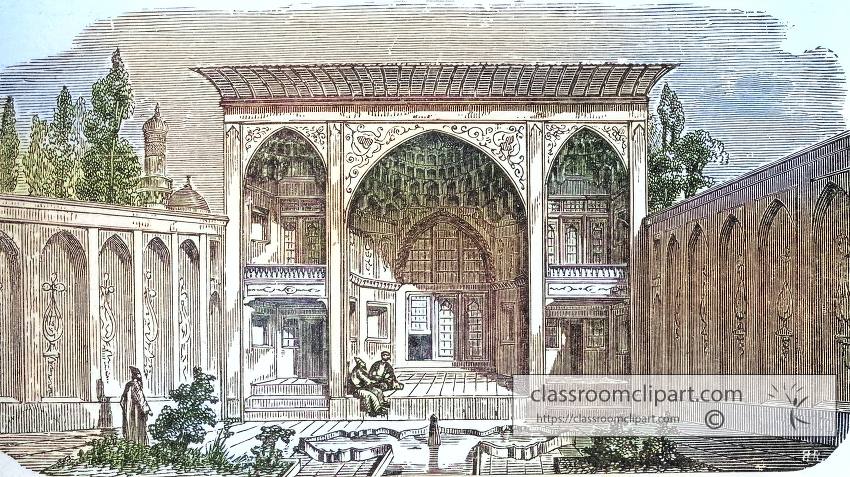 Royal Palace of Ispahan colorized historical illustration