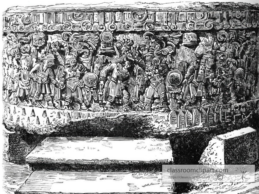 Sacrificial Stone mexico historic illustration