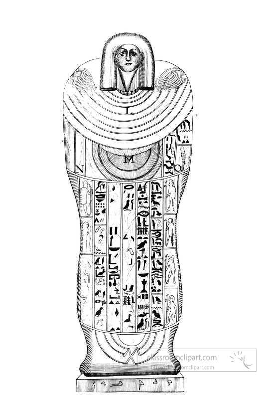 sarcophagus stone coffin front view historial illustration
