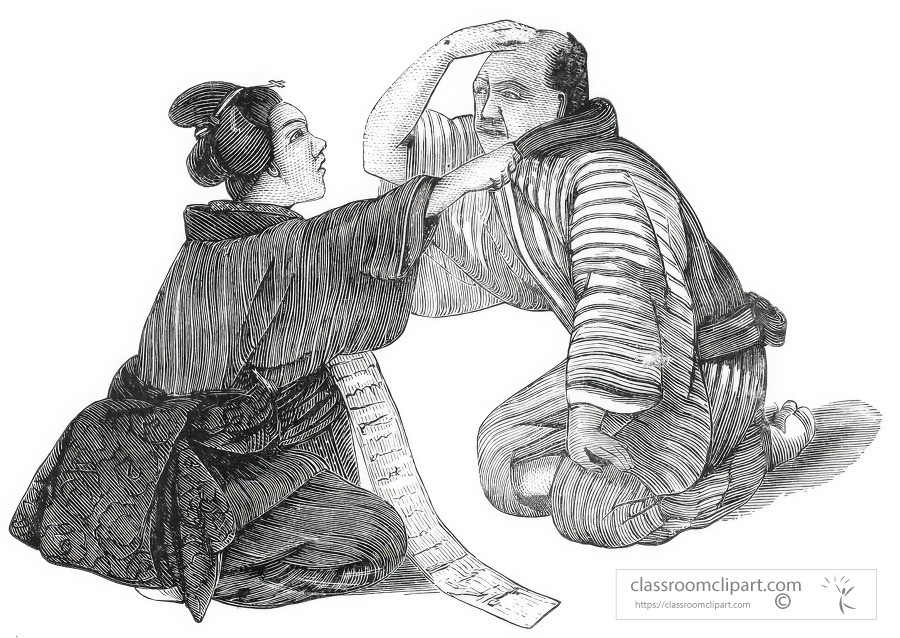 scene from japanese comedy historical illustration