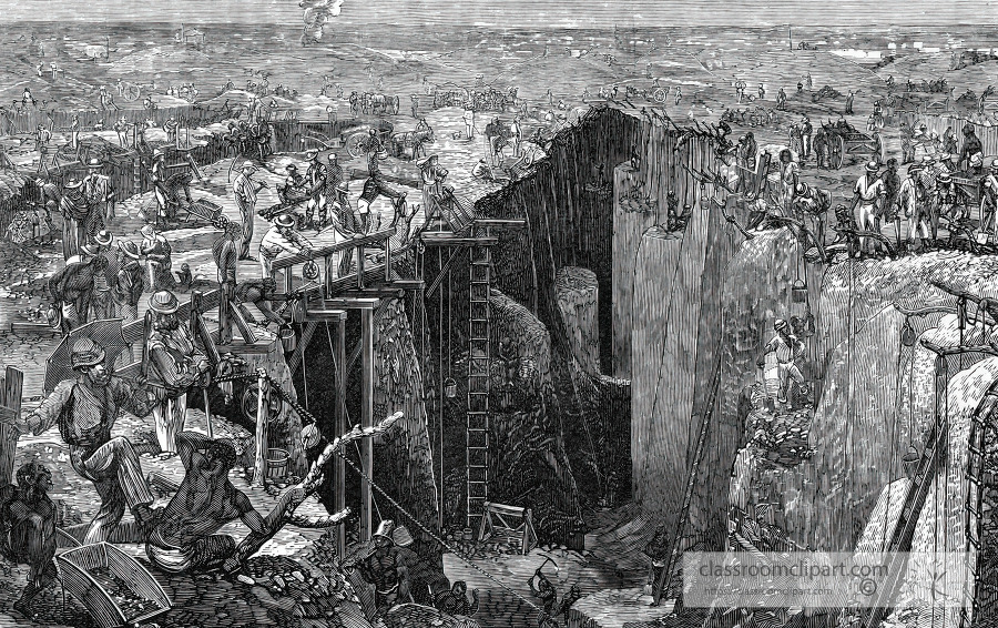 scene in the south african diamond mines historical illustration