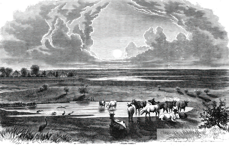 scene near lake tchad historical illustration africa