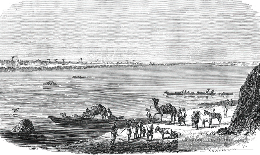 scene on the niger historical illustration africa