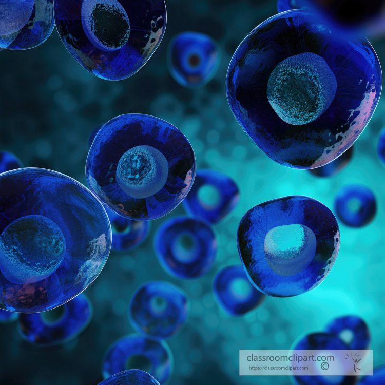 Scientific image of clustered cells in blue hues