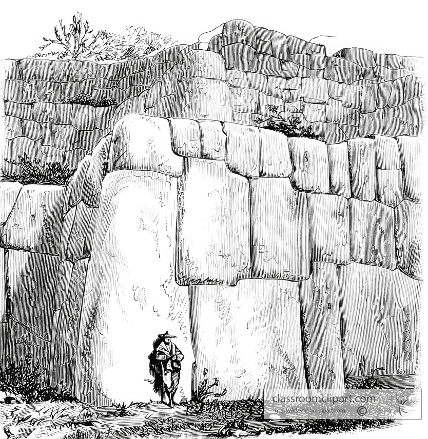 section of walls of the fortress historical illustration