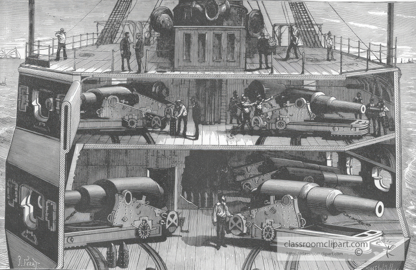 sectional view of iron clad batteries steamer alexandria
