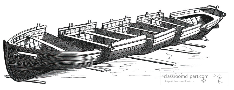 sections of a canoe historical illustration africa