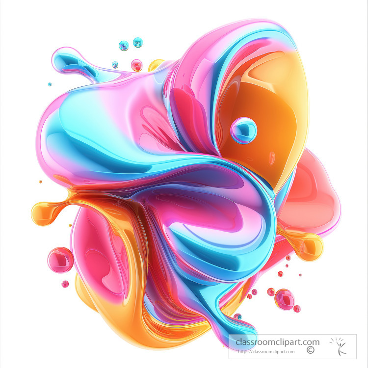 shinny vibrant Abstract and colorful fluid shapes