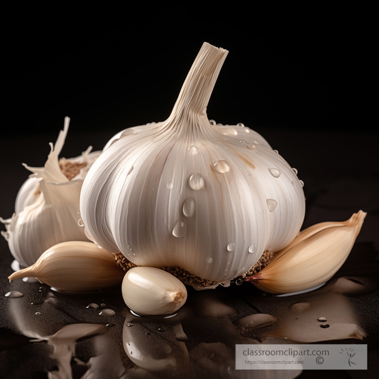 single fresh bulb of garlic with visible cloves