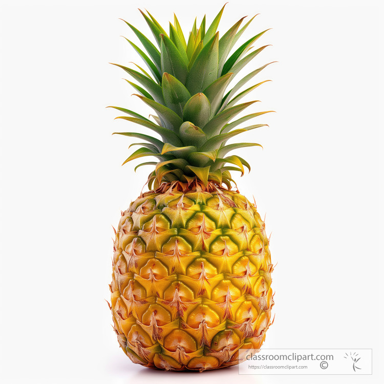 single fresh pineapple against a white background
