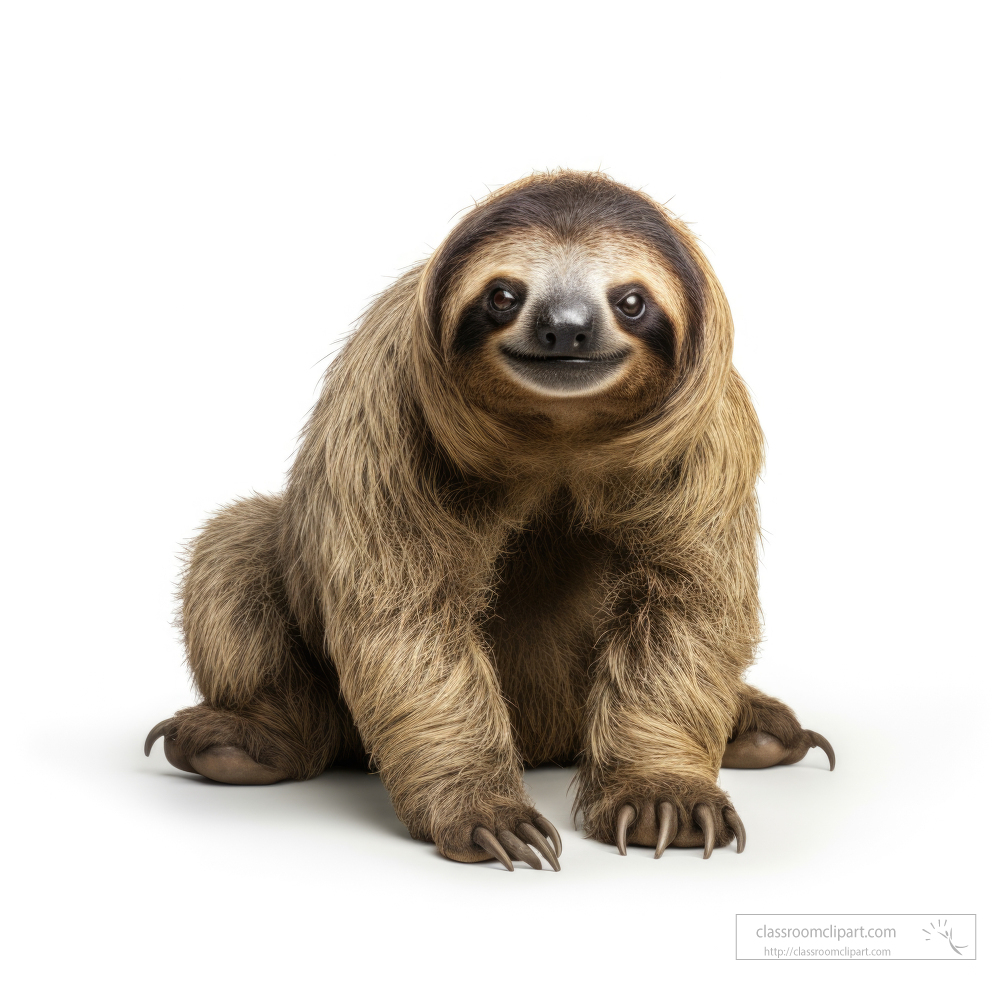 sloth front view isolated on white background