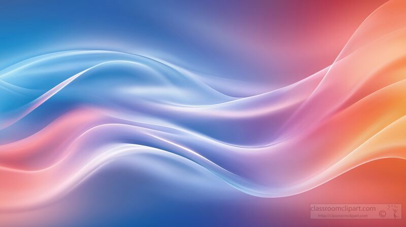 Soft Blue and Coral Waves Flowing Gently in Light