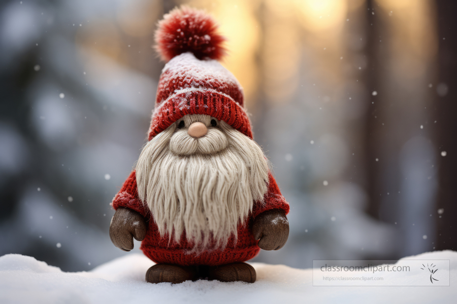 Soft toy cute santa clause wearing knit clothing with snow falli