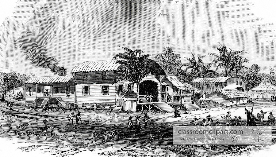 station at panama historical illustration