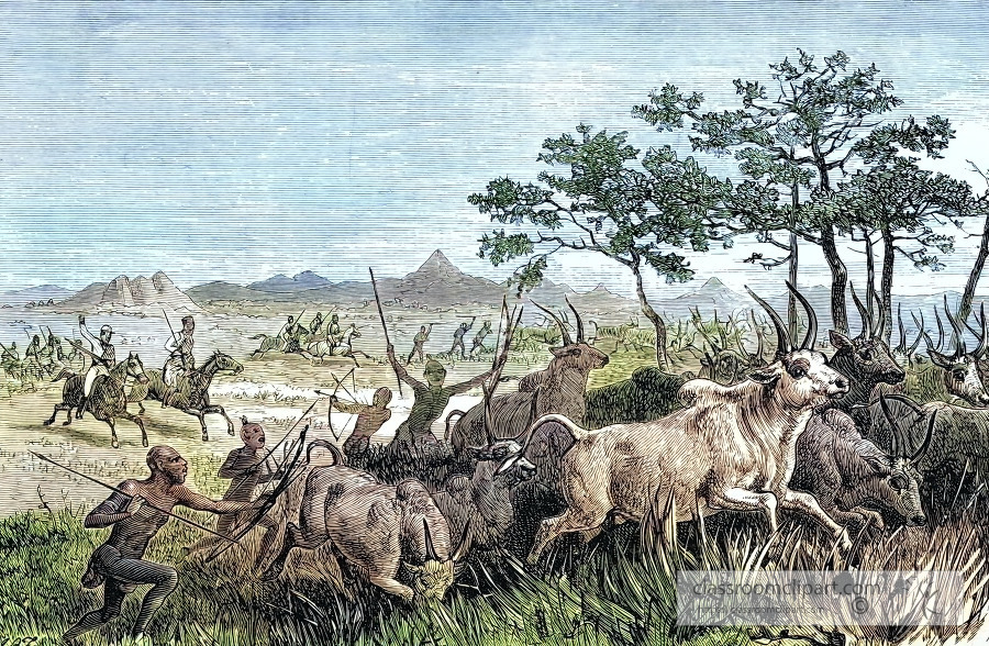 stealing cattle from the garrison in sudan historical illustrati