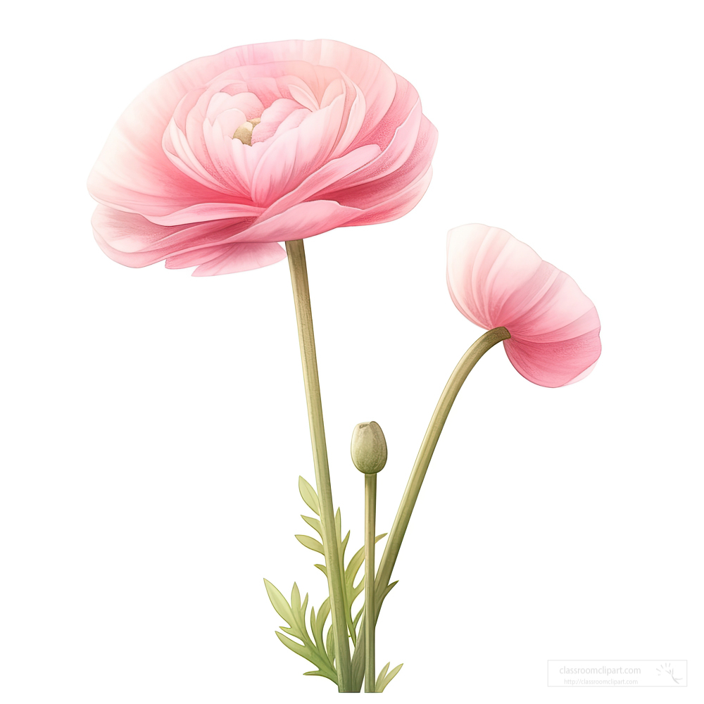 stem of pink ranunculus flowers