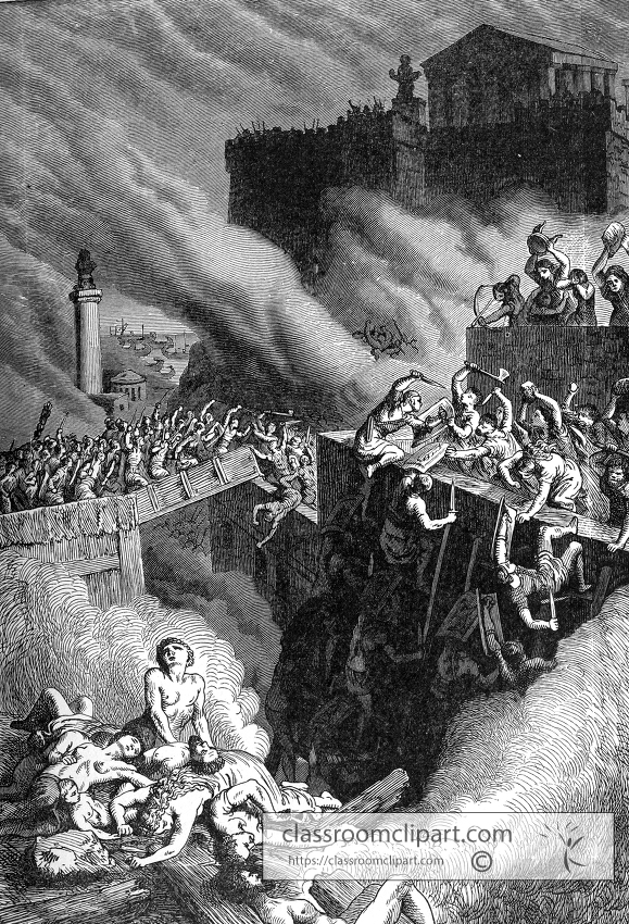 storming of byrsa carthage historical illustration