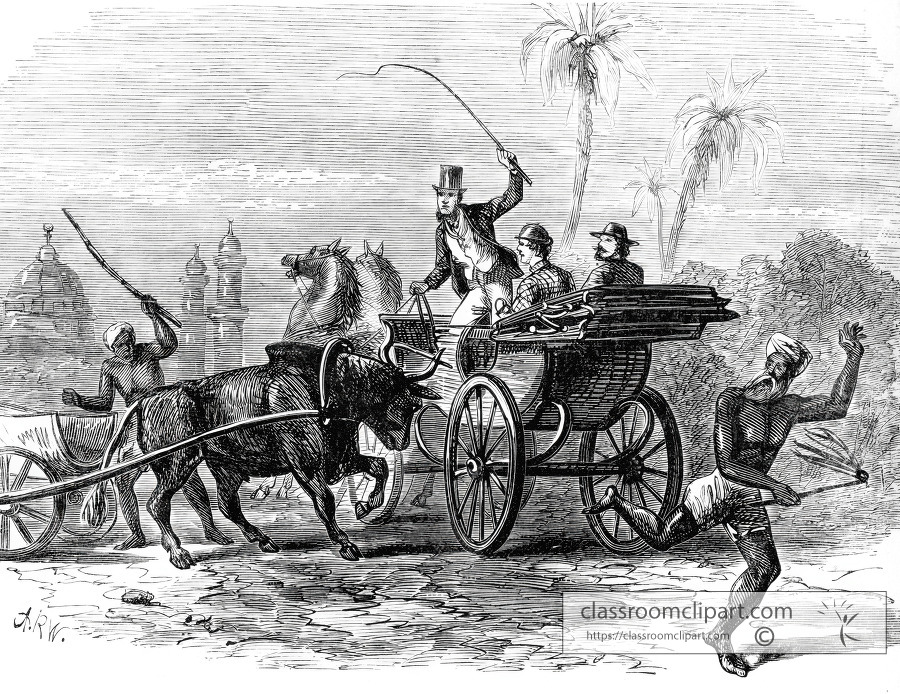 street scene in calcutta historical illustration
