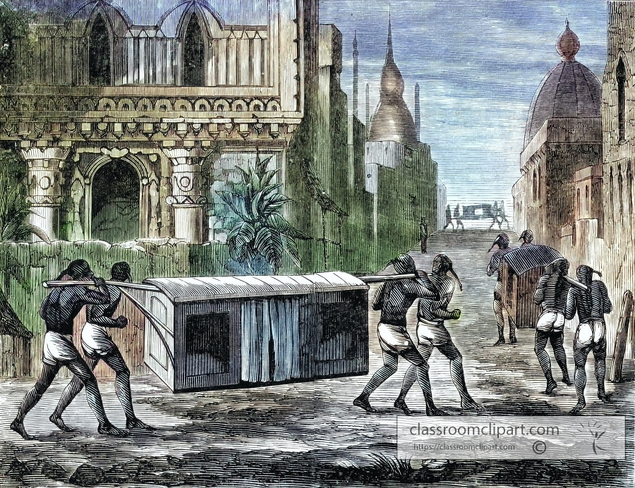 street scene in calcuttillustration historical illustration