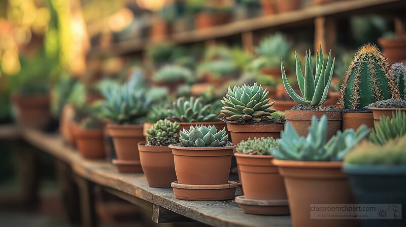 Succulent and Cactus Collection in Diverse Pots