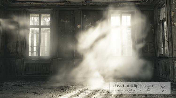 Sunlight streaming through a dusty smoke filled room