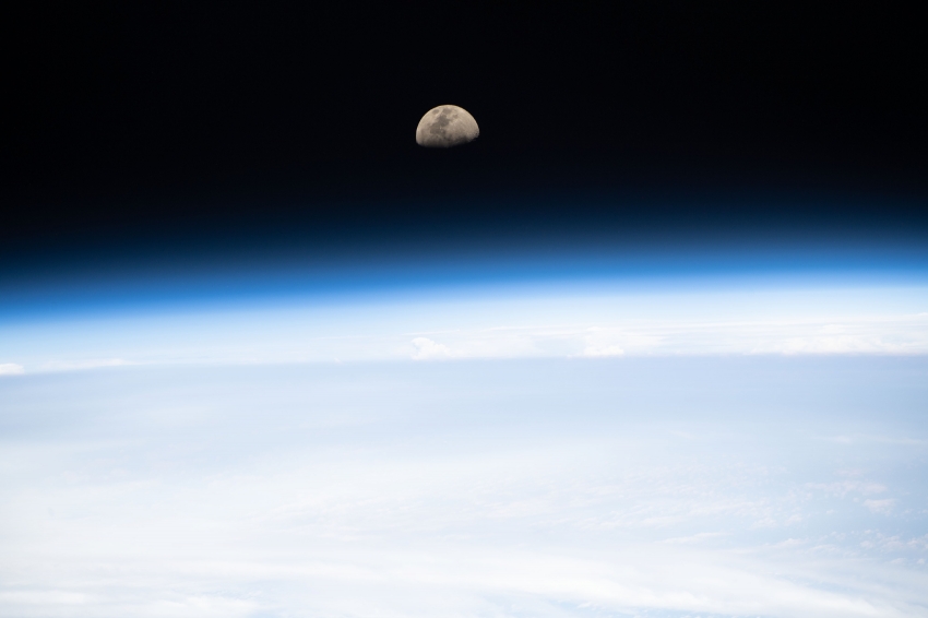 the first quarter moon above the south pacific ocean