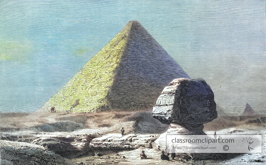 The Sphinx and the Great Pyramid Colorzied illustration