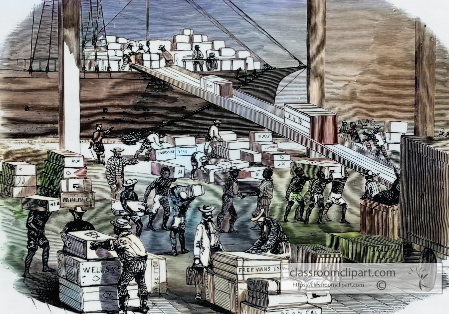 the wharf at aspinwall historical colorized illustration