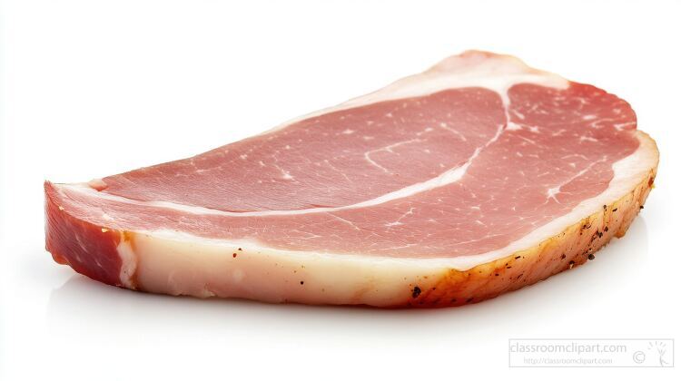 thick cut of ham showcasing its smooth texture and fat trim