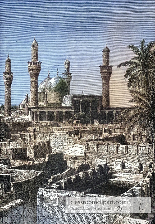 tomb of iman mousa at kazhemeine colorized historical illustrati