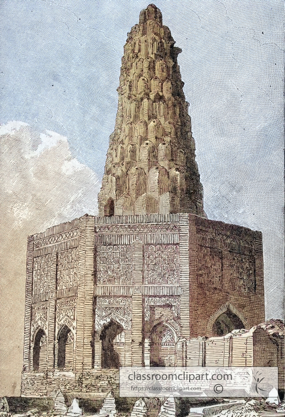 tomb of Iman Mousa at Kazhemeine colorized historical illustrati