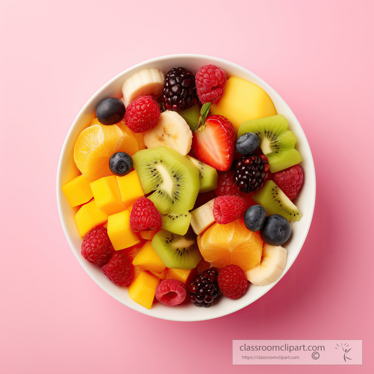top down look at a Bowl of healthy fresh cut fruit