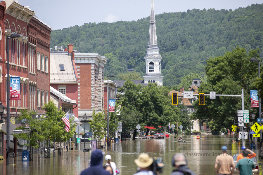 town in Vermont flooded due to heavy rain